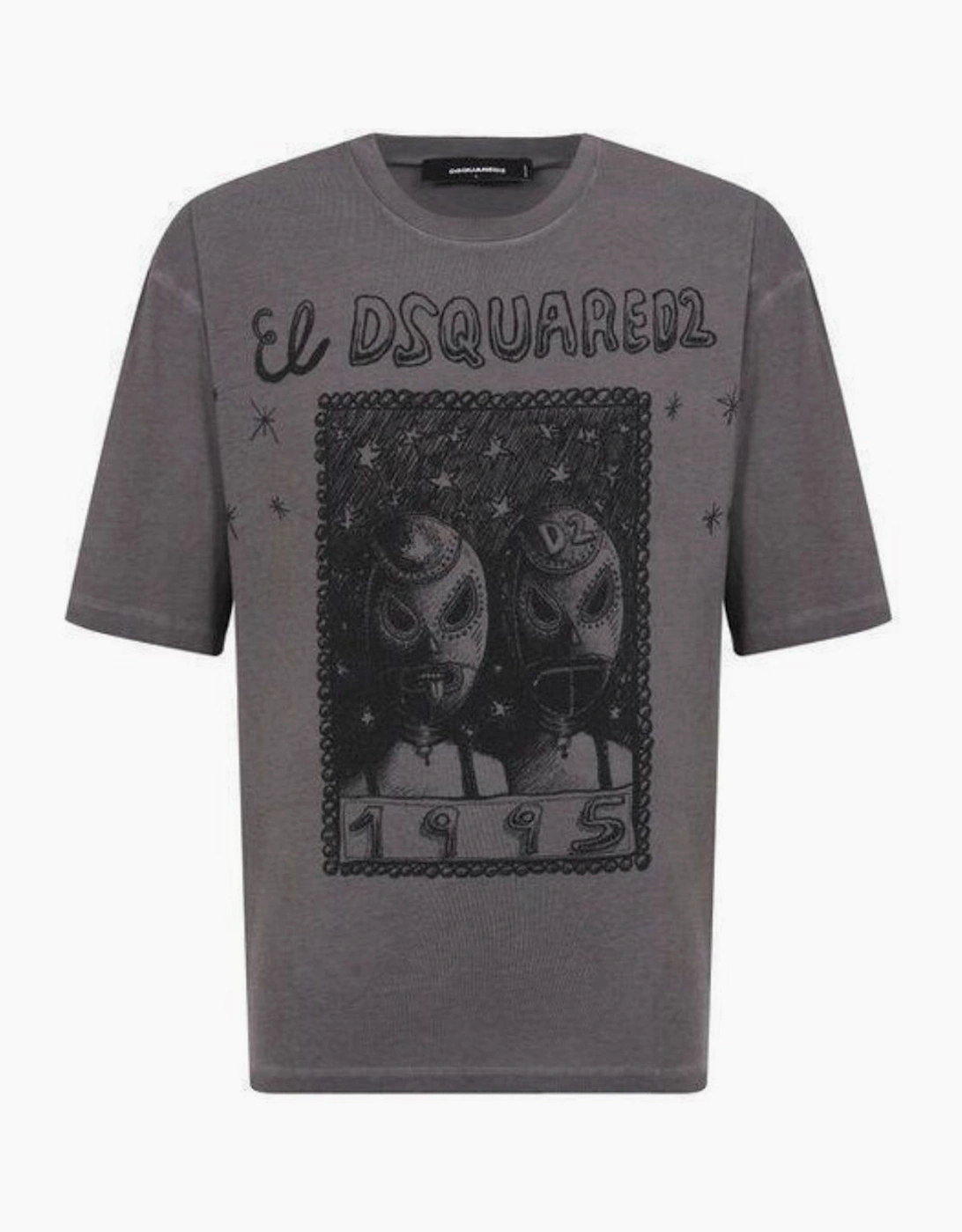 Dsquared2 Men's Grey El Graphic Loose Fit T-Shirt Charcoal  36 S