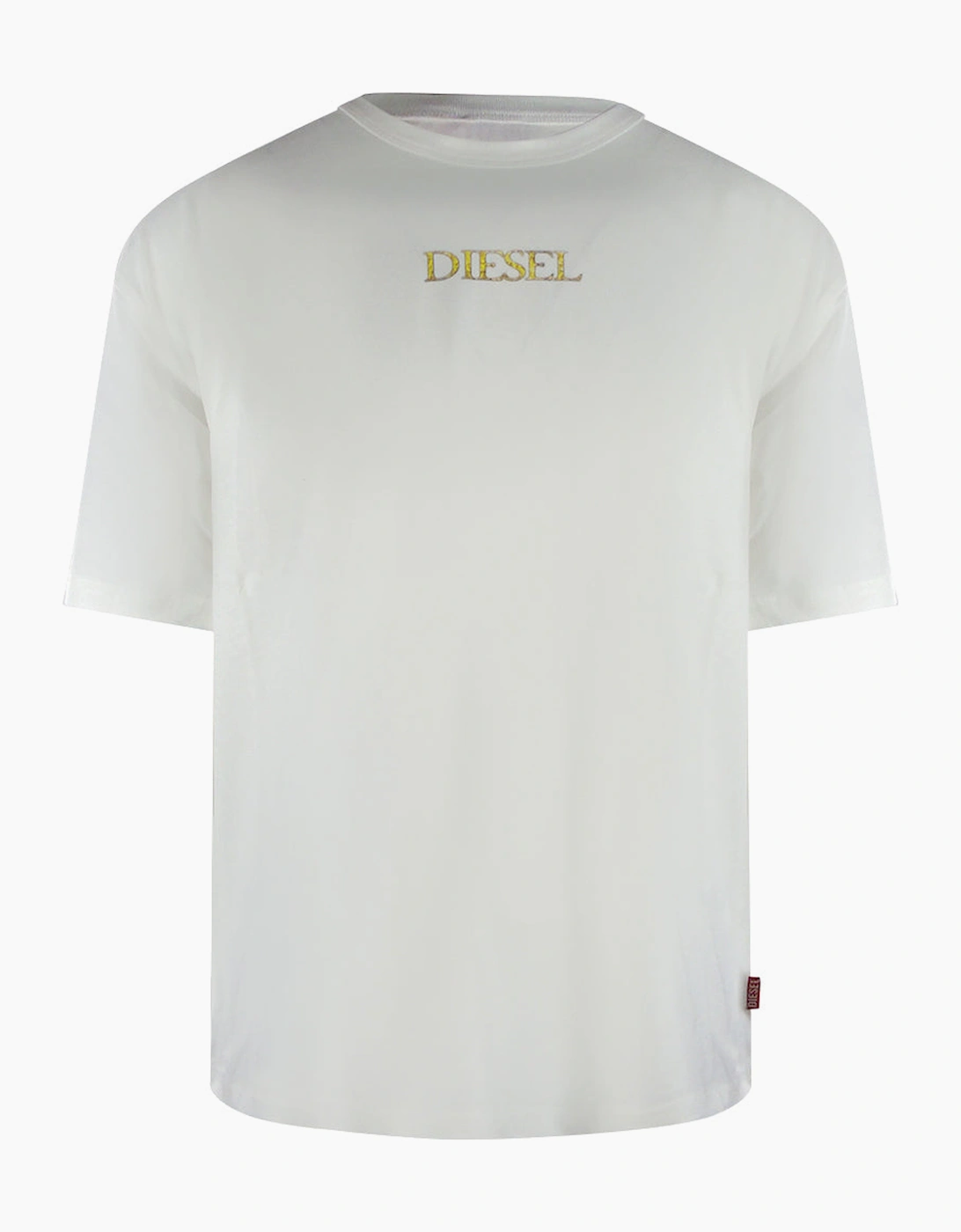 Diesel Men's White Gold Logo T-Shirt  44 Xxl