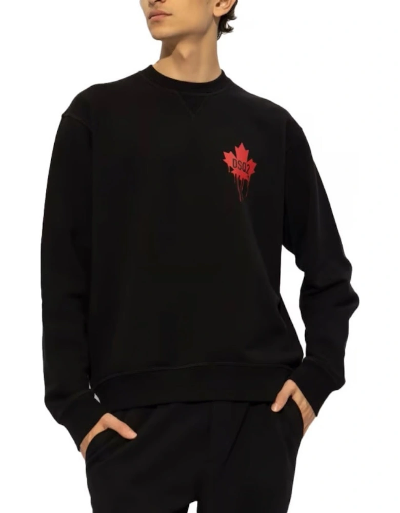 Red Maple Leaf Logo Black Sweatshirt
