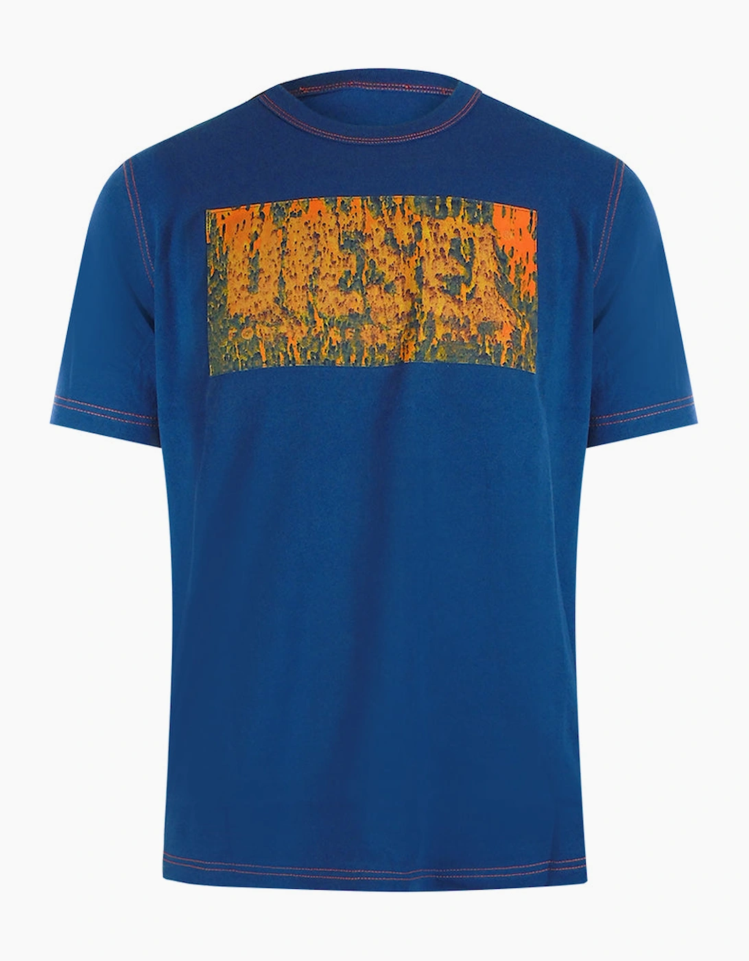 Diesel Men's Blue Block Logos Ensign T-Shirt  36 S