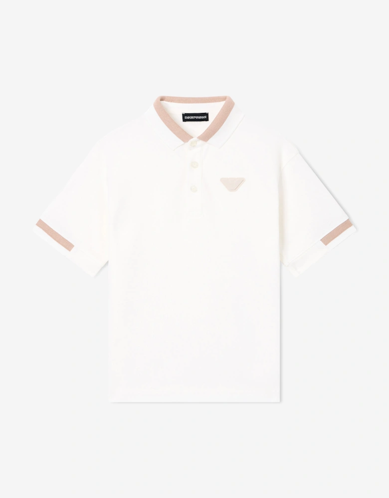Boys Eagle Logo Polo Shirt in White