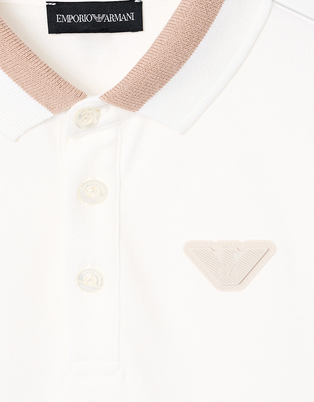 Boys Eagle Logo Polo Shirt in White