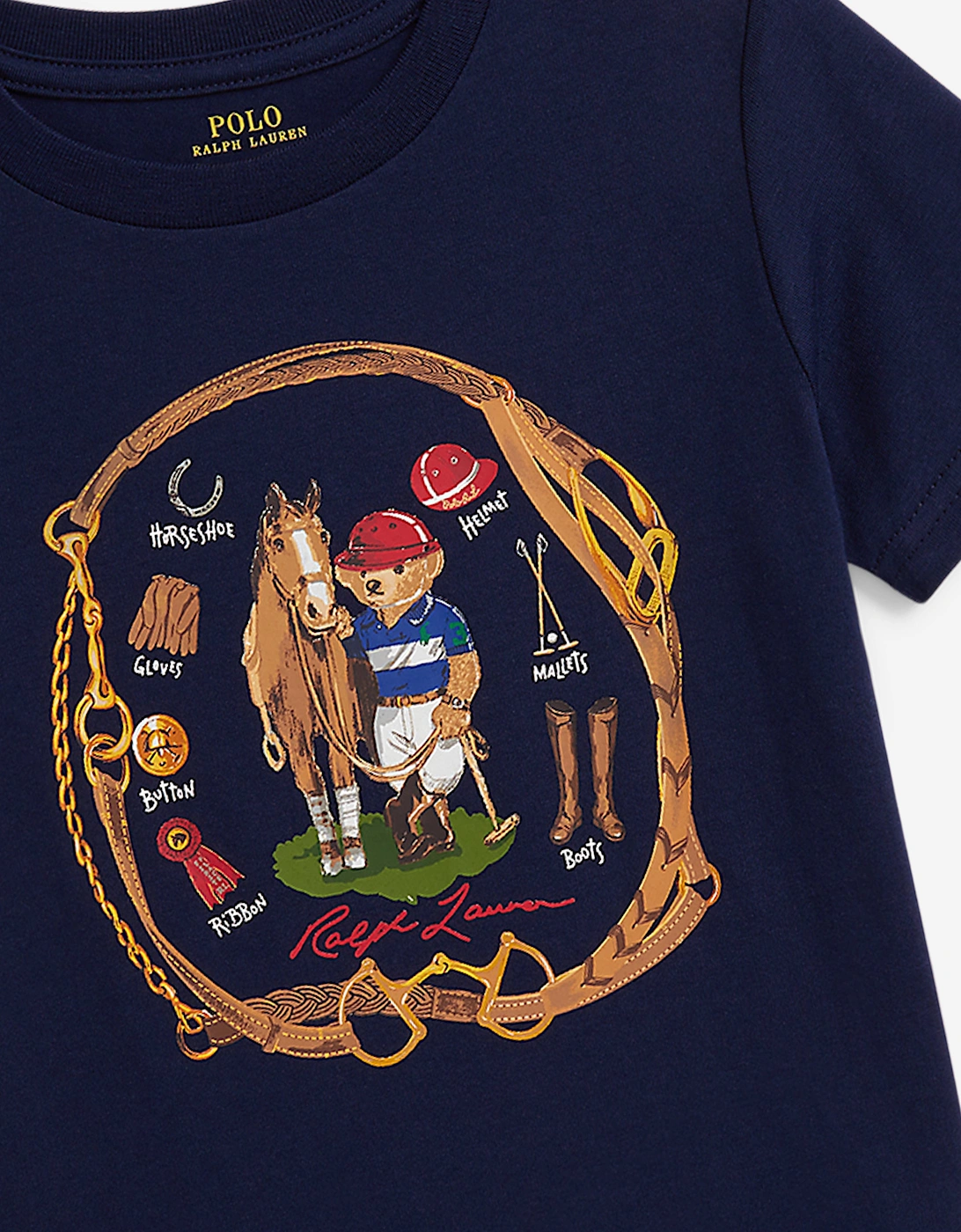 Boys Equestrian Bear T-Shirt in Navy