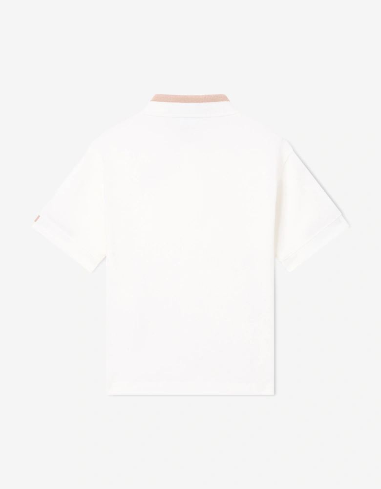 Boys Eagle Logo Polo Shirt in White