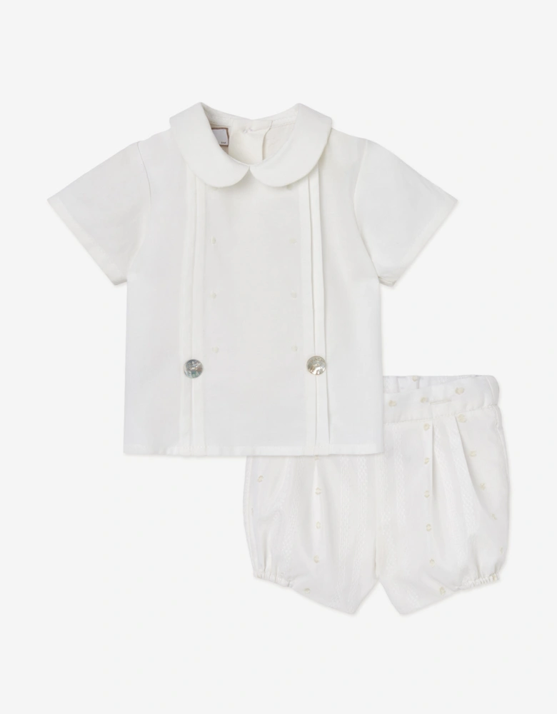 Baby Boys Cotton Short Set in Ivory