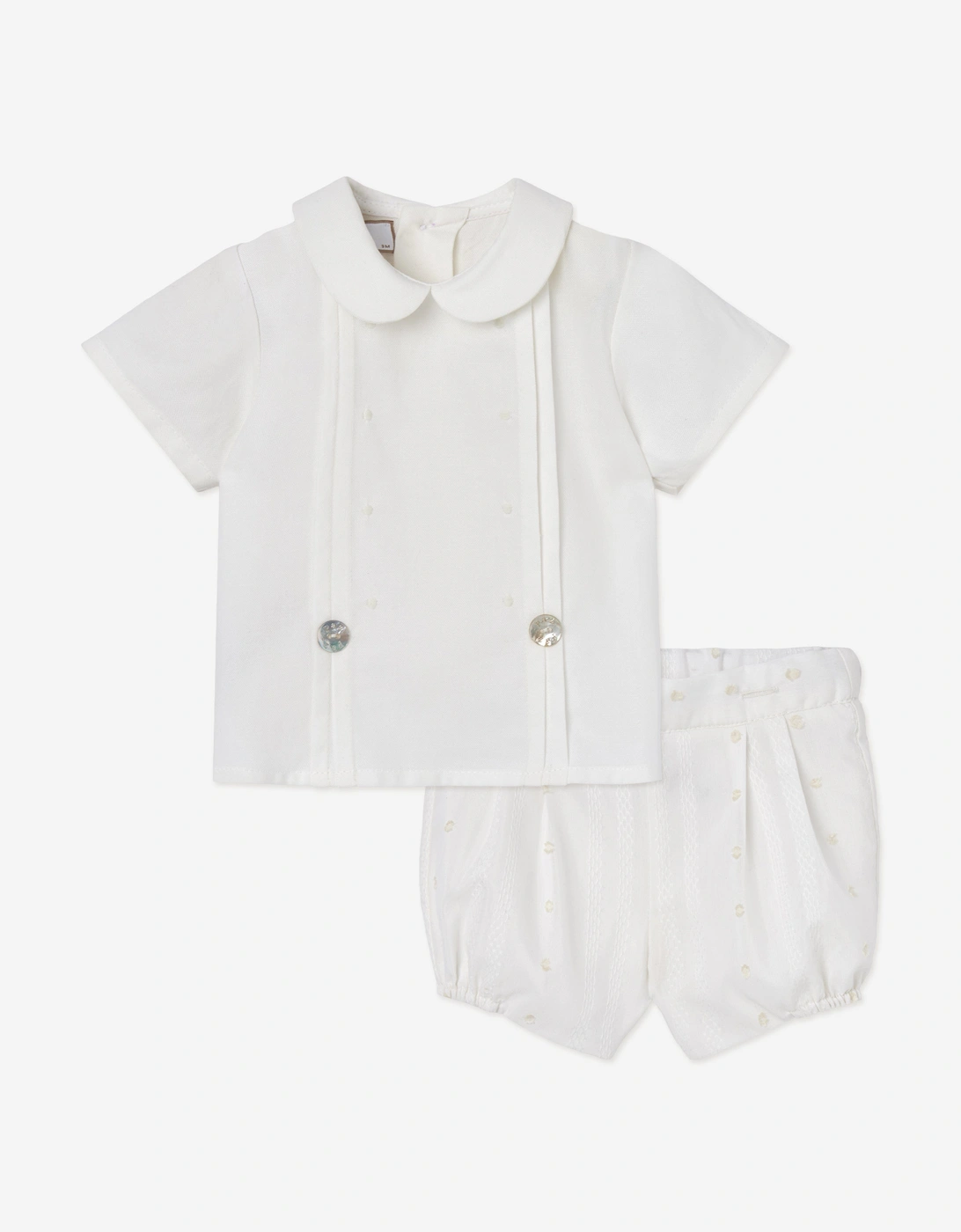 Baby Boys Cotton Short Set in Ivory, 6 of 5