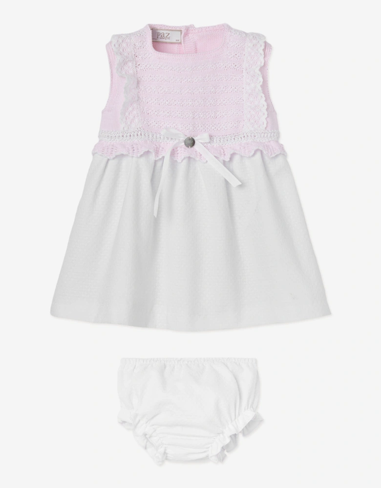 Baby Girls Cotton Knit Dress with Bloomers in Pink