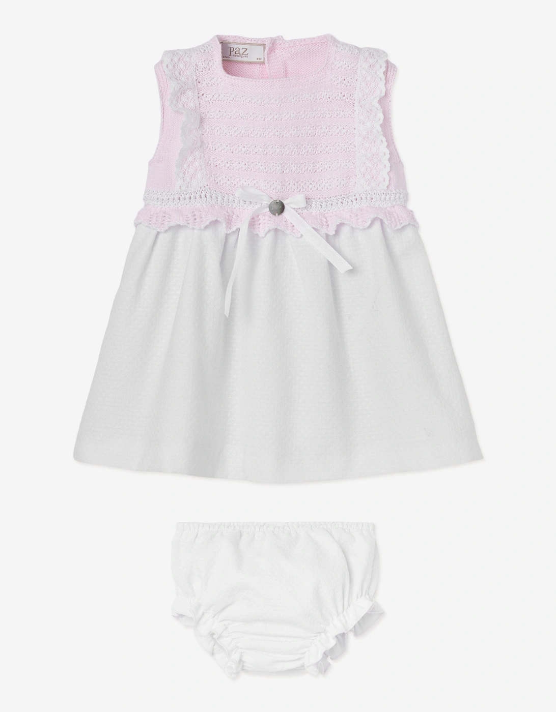 Baby Girls Cotton Knit Dress with Bloomers in Pink, 6 of 5