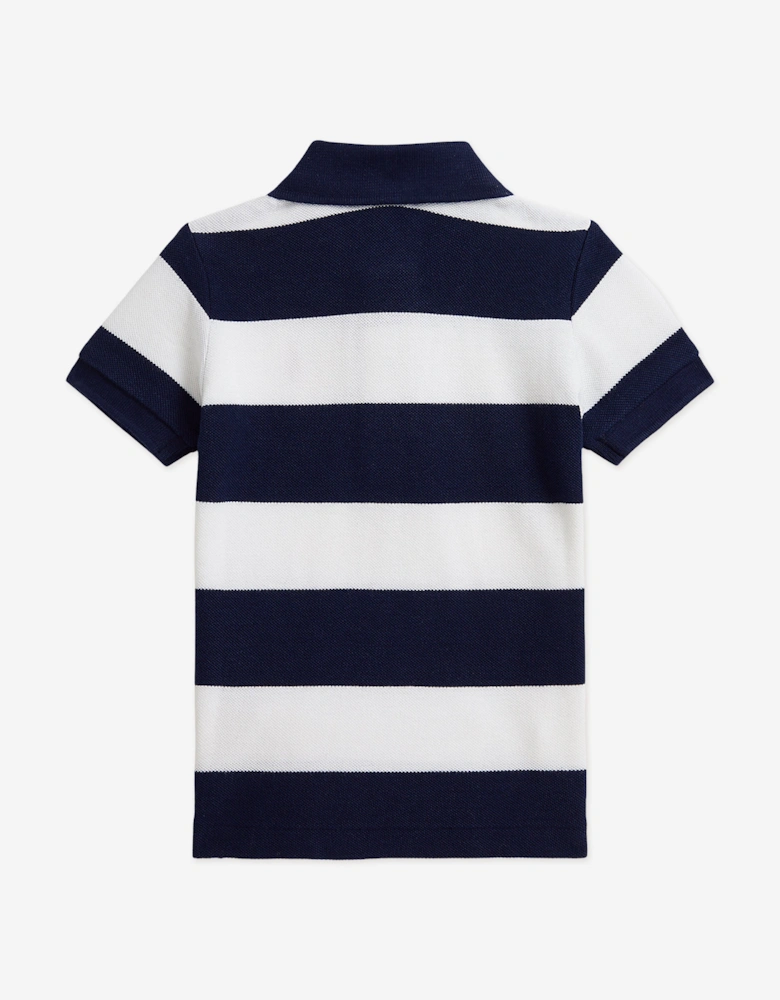 Baby Boys Striped Polo Shirt in Navy