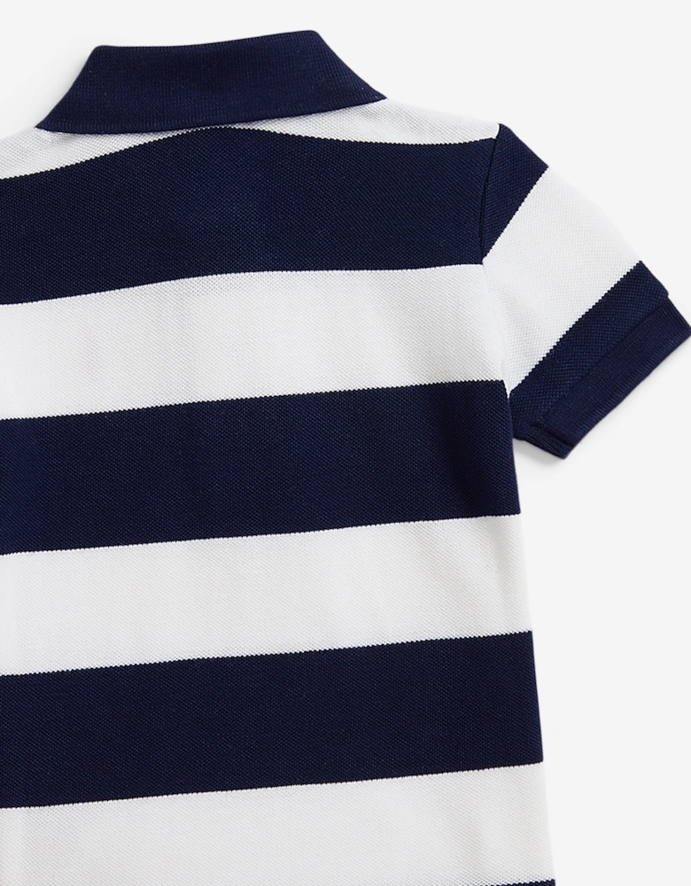 Baby Boys Striped Polo Shirt in Navy
