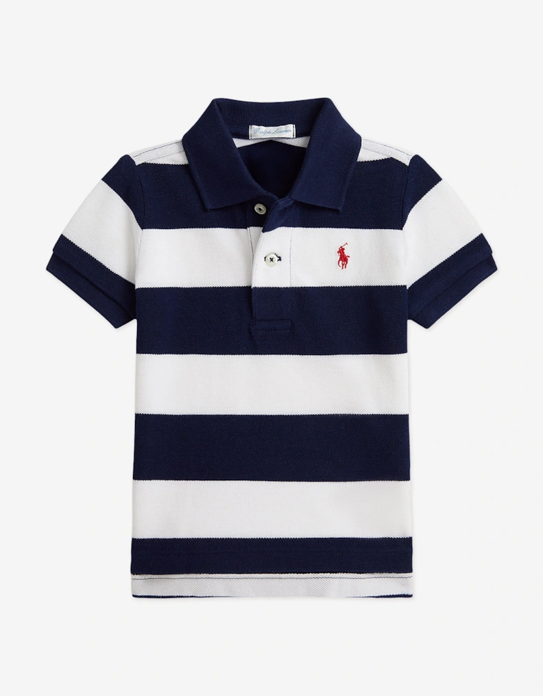 Baby Boys Striped Polo Shirt in Navy