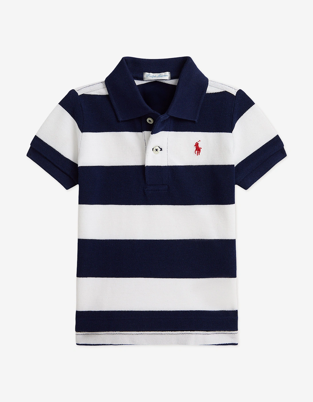 Baby Boys Striped Polo Shirt in Navy, 5 of 4