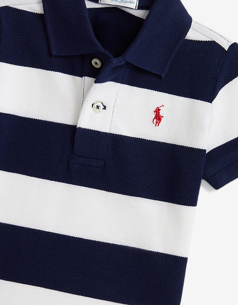 Baby Boys Striped Polo Shirt in Navy