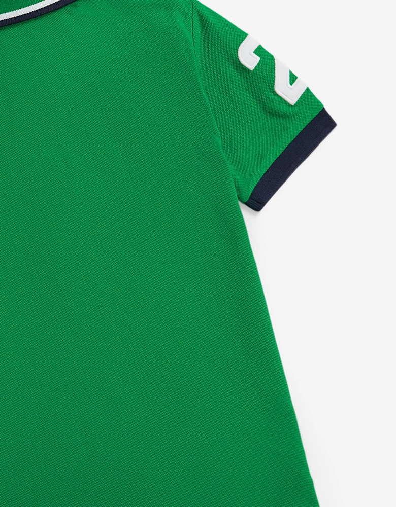 Boys Diagonal Stripe Bear Polo Shirt in Green