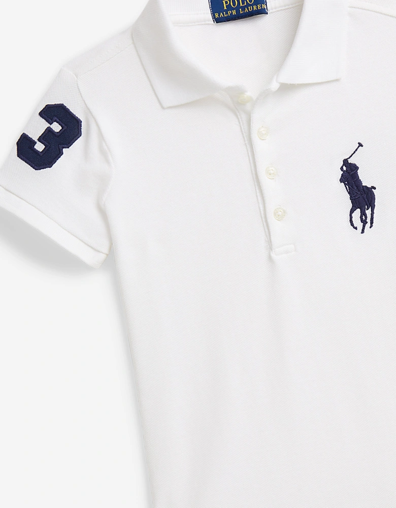 Girls Pleated Polo Dress in White