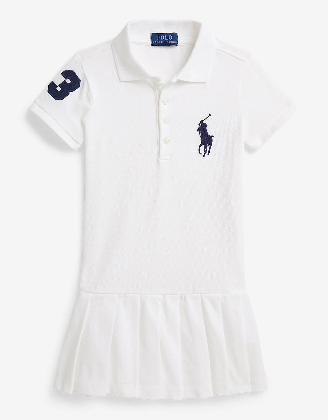 Girls Pleated Polo Dress in White, 5 of 4