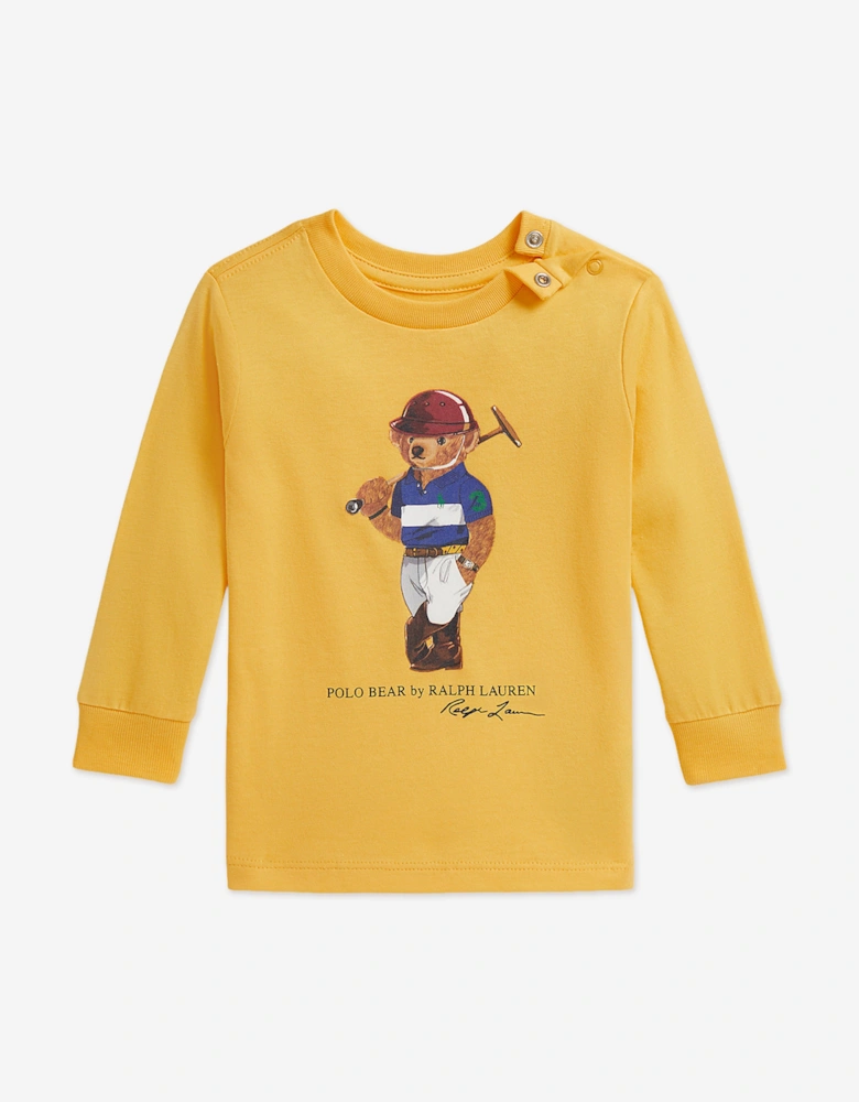 Baby Boys Long Sleeve Polo Bear T-Shirt in Yellow