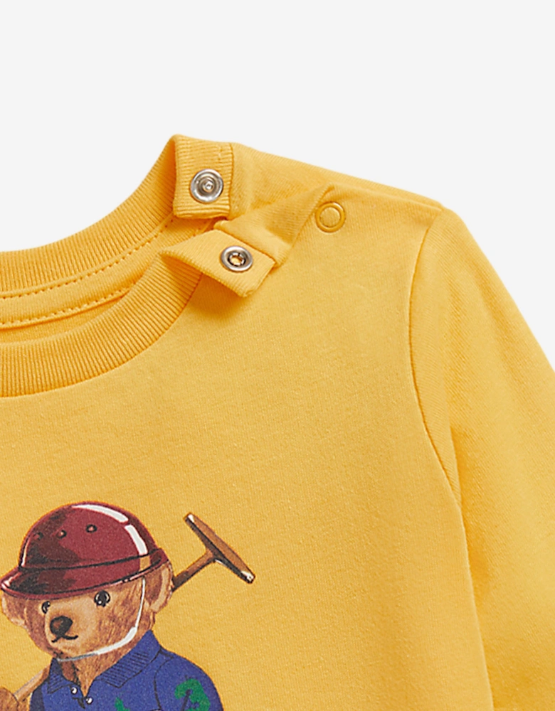 Baby Boys Long Sleeve Polo Bear T-Shirt in Yellow