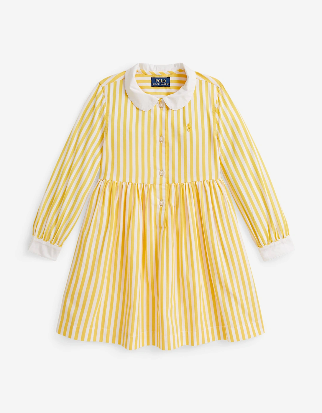 Girls Striped Poplin Shirt Dress in Yellow, 5 of 4