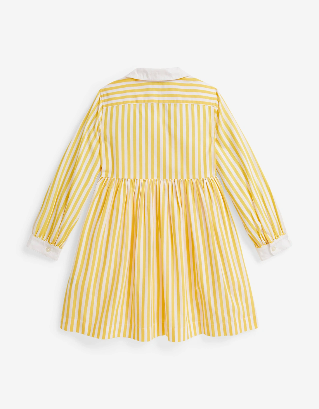 Girls Striped Poplin Shirt Dress in Yellow