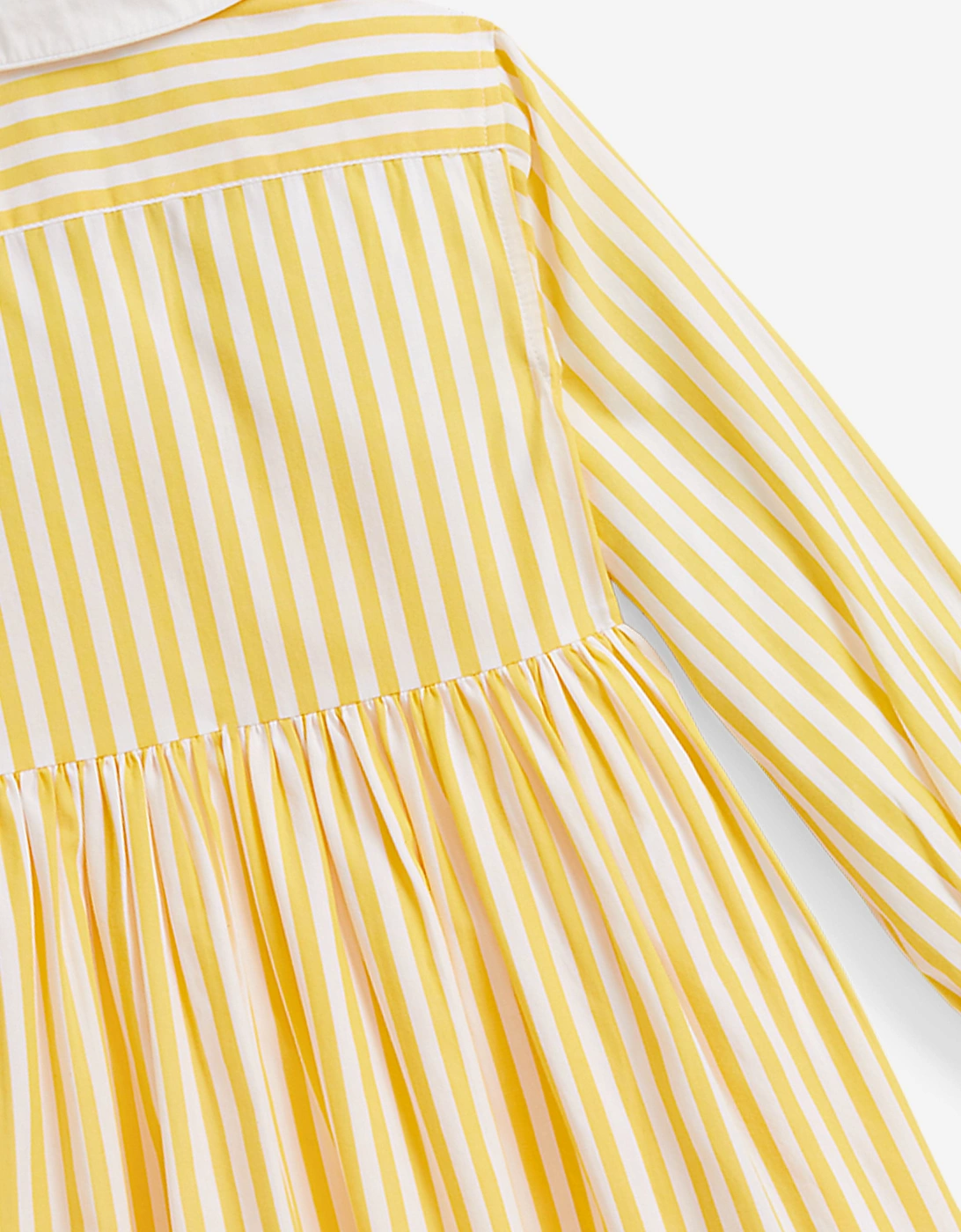 Girls Striped Poplin Shirt Dress in Yellow