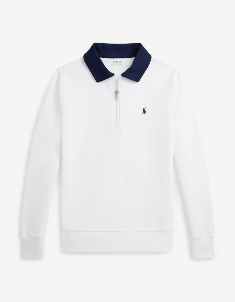 Boys Half Zip Sweatshirt in White