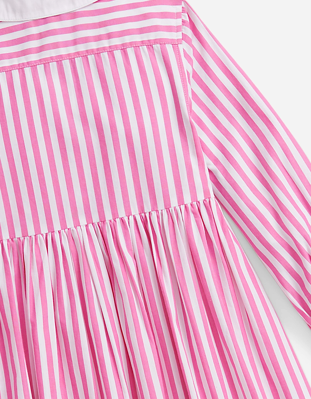 Girls Striped Poplin Shirt Dress in Pink