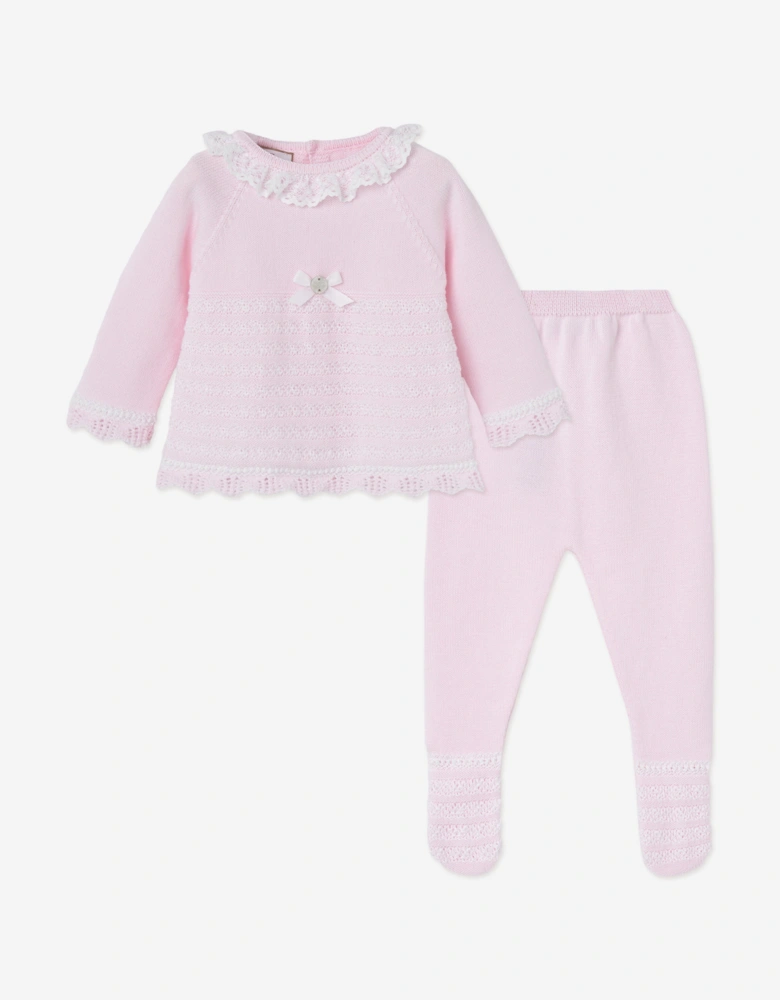 Baby Girls 2 Piece Cotton Knit Set in Pink