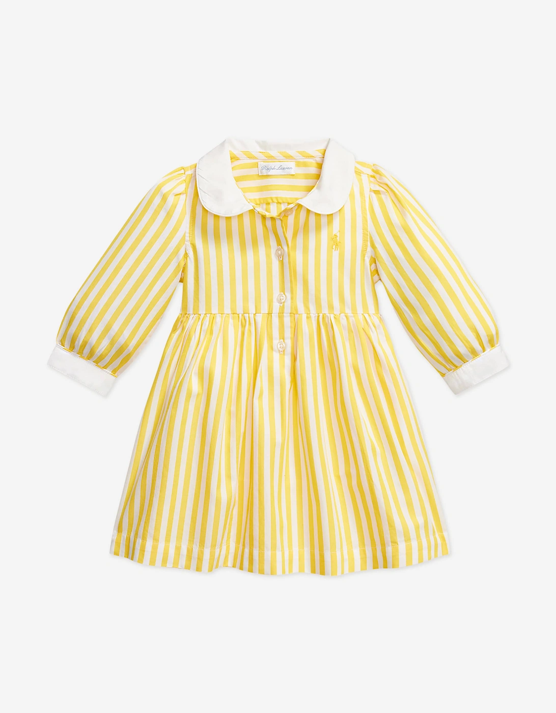 Baby Girls Striped Poplin Shirt Dress in Yellow