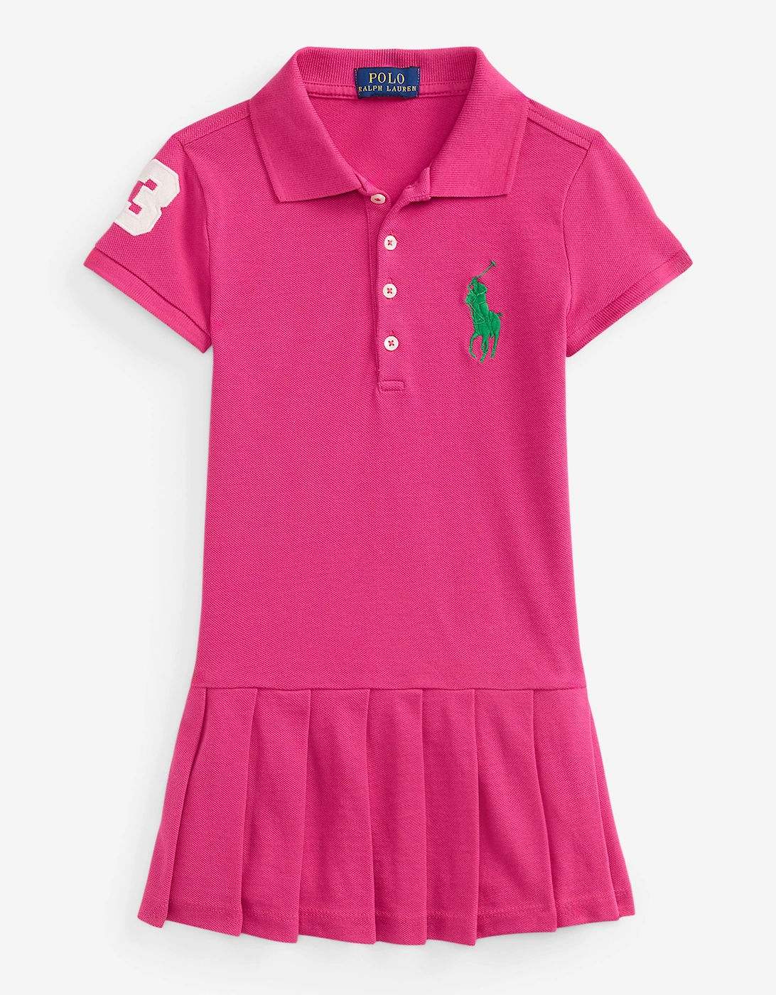 Girls Pleated Polo Dress in Pink, 5 of 4