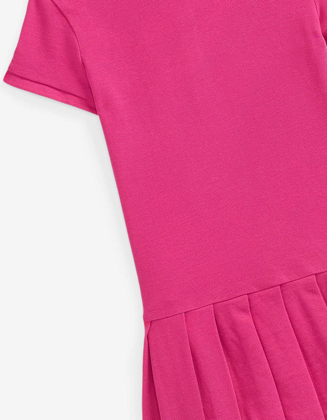 Girls Pleated Polo Dress in Pink