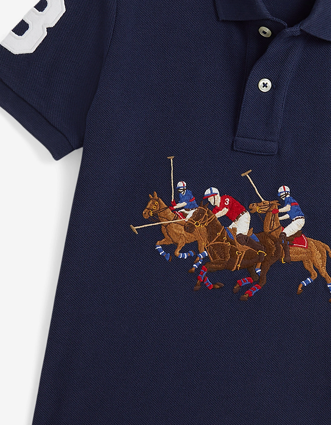 Boys Triple Pony Polo Shirt in Navy