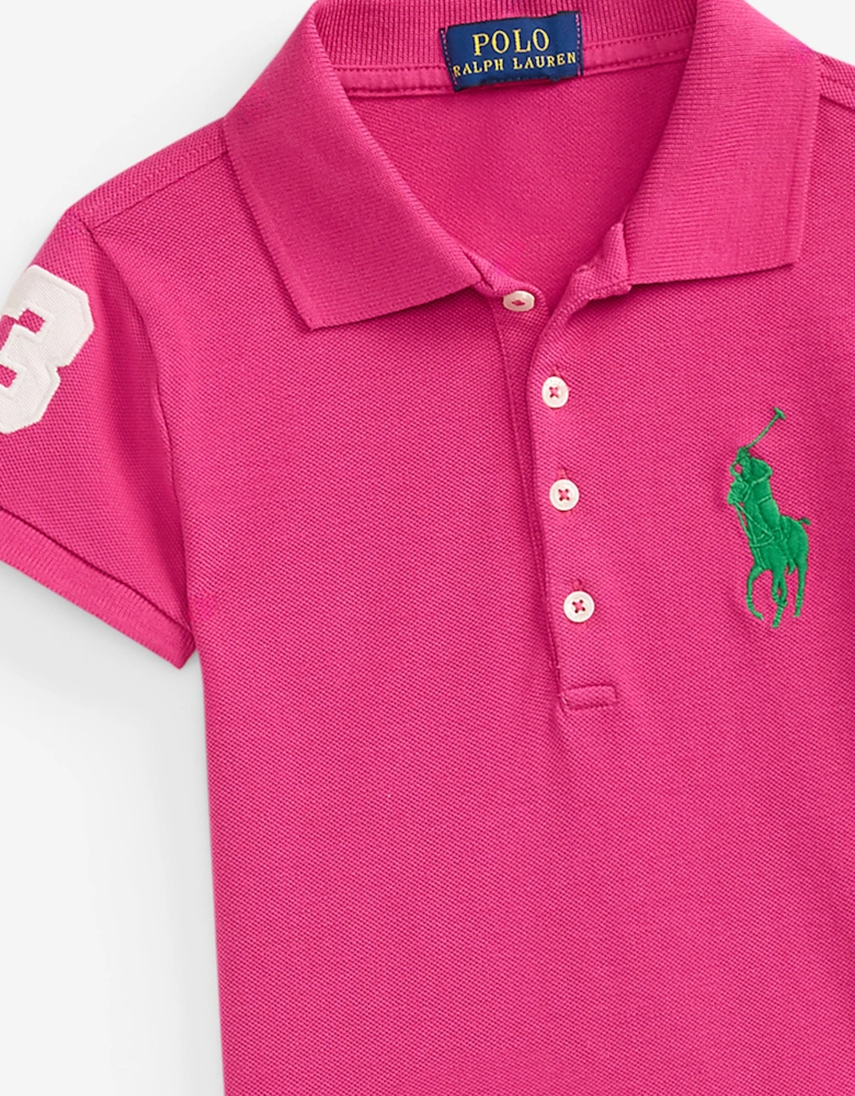 Girls Pleated Polo Dress in Pink