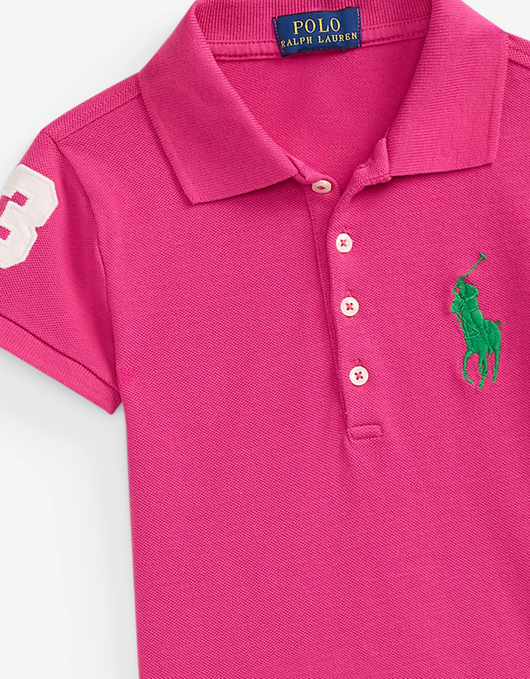 Girls Pleated Polo Dress in Pink