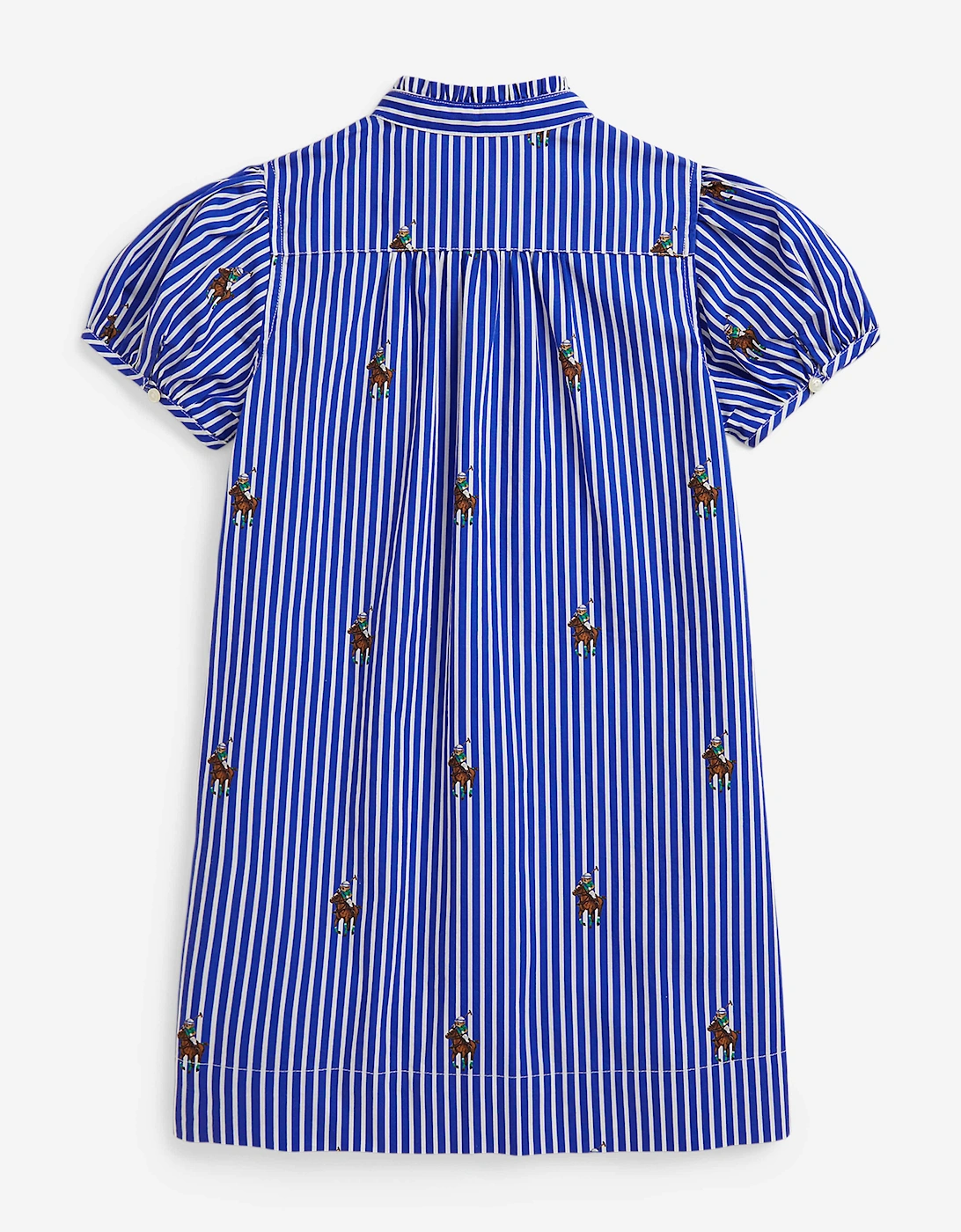 Girls Striped Logo Shirt Dress in Blue