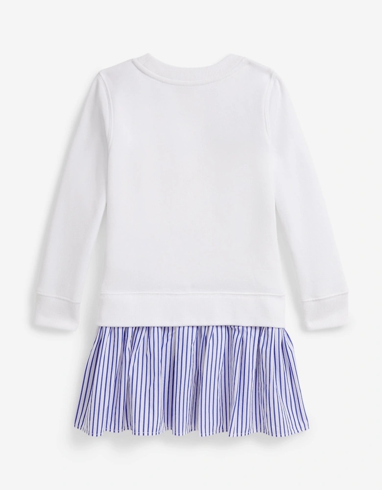 Girls Polo Bear Sweater Dress in White