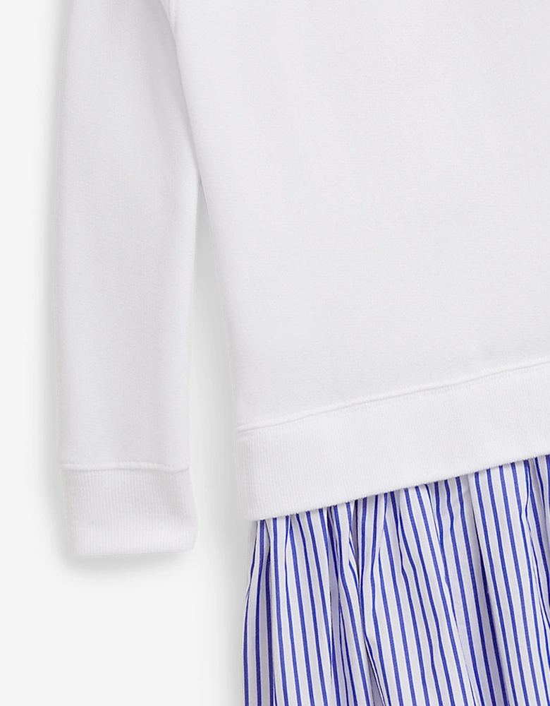 Girls Polo Bear Sweater Dress in White