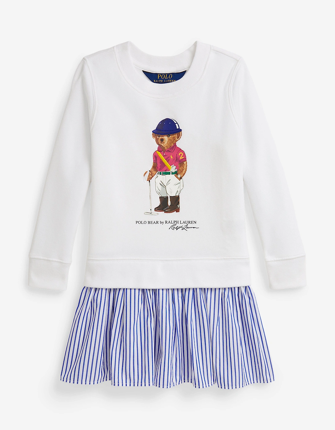 Girls Polo Bear Sweater Dress in White, 5 of 4