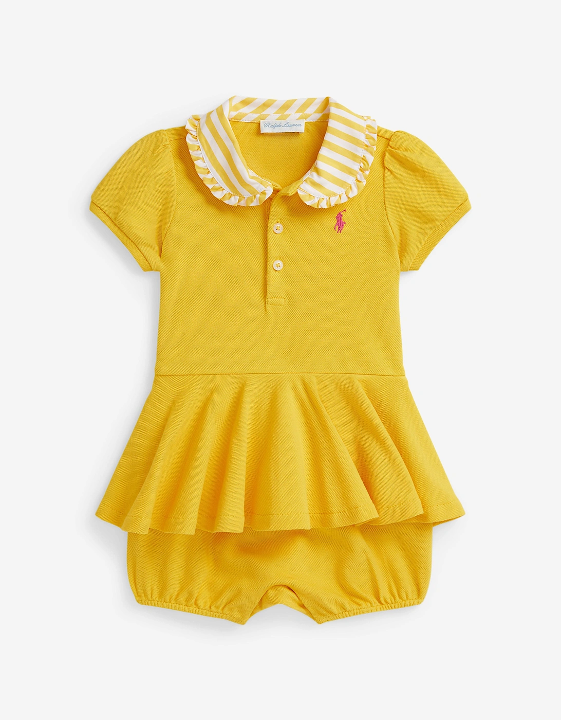 Baby Girls Peplum Polo Romper in Yellow, 5 of 4
