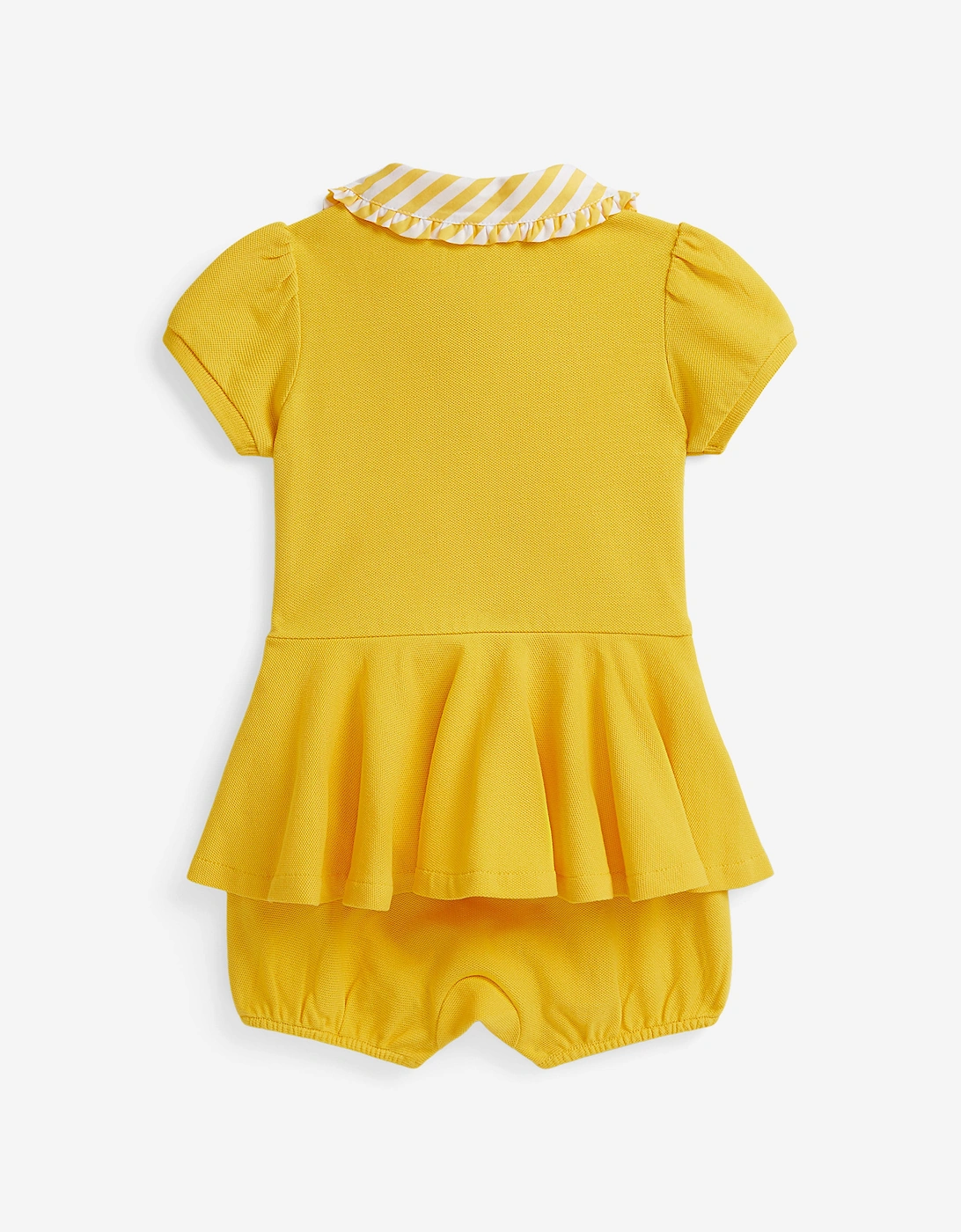 Baby Girls Peplum Polo Romper in Yellow