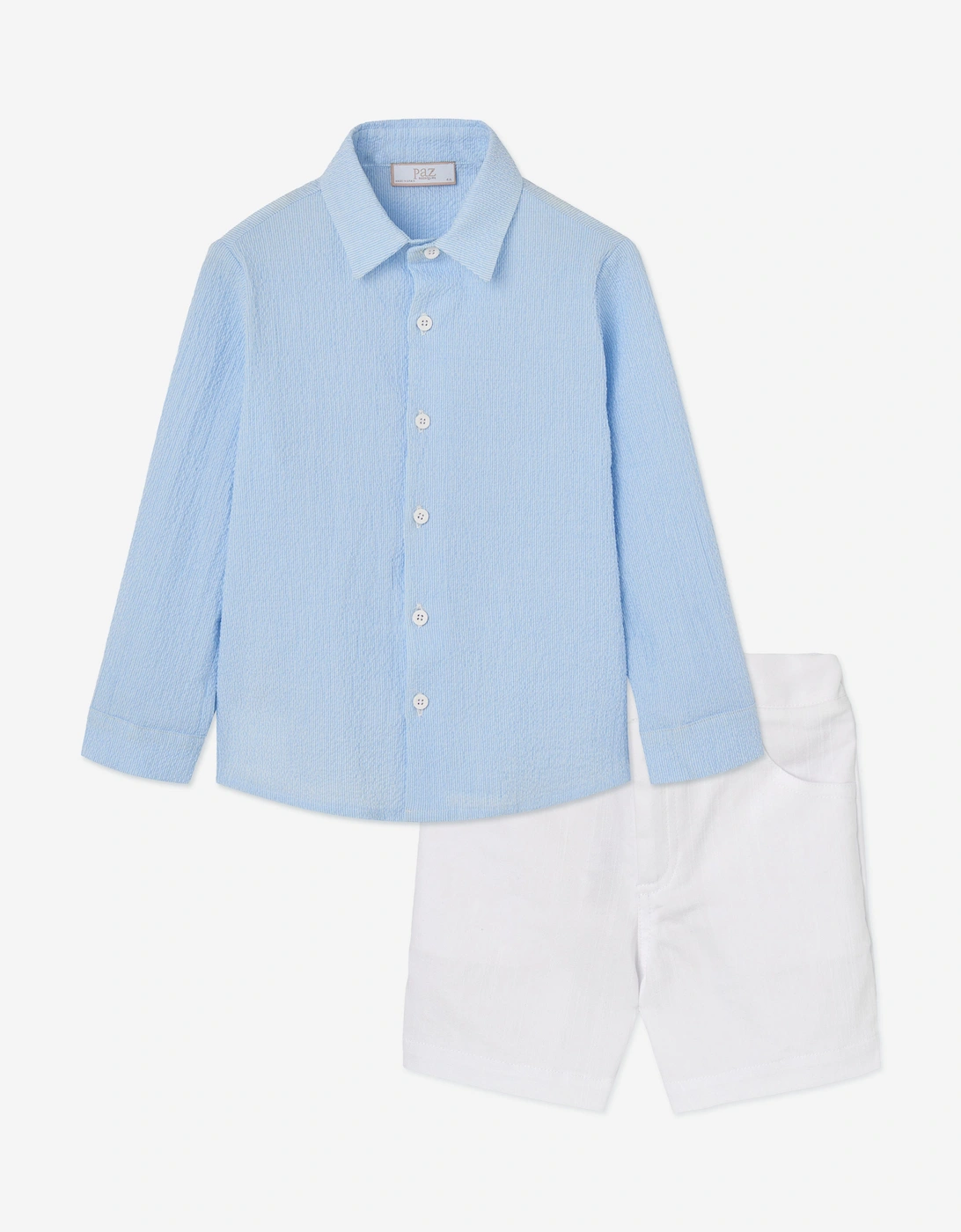 Boys Cotton Shirt and Shorts Set in Blue, 6 of 5