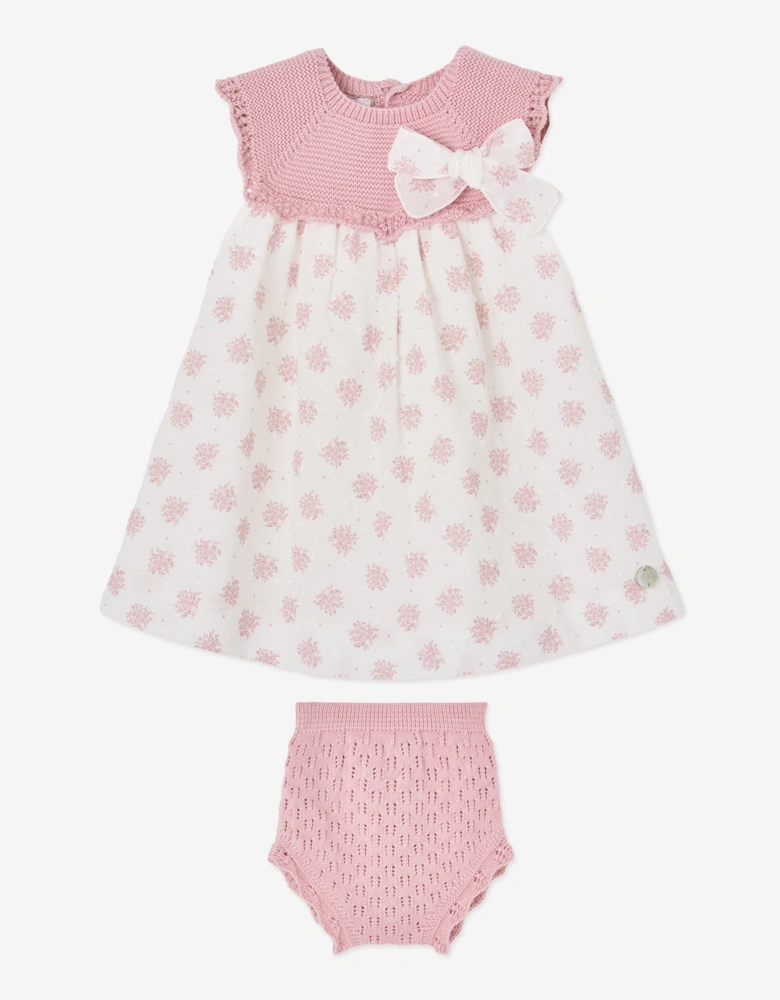 Baby Girls Cotton Dress with Knickers in Pink