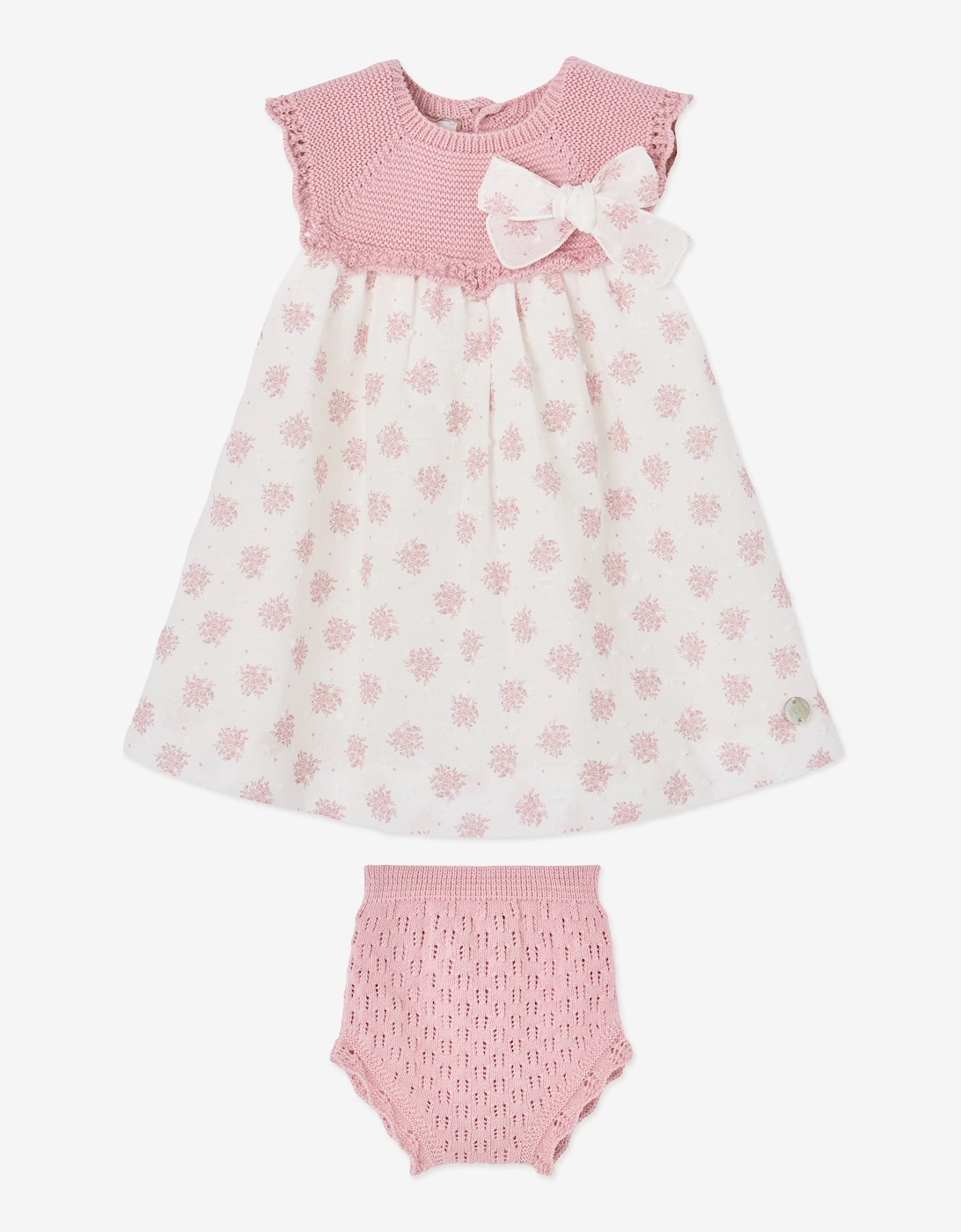 Baby Girls Cotton Dress with Knickers in Pink, 7 of 6