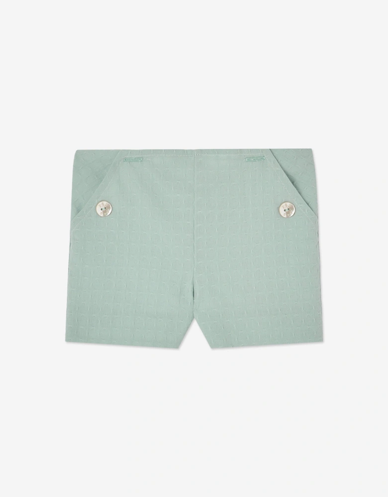 Baby Boys Cotton and Linen Woven Short Set in Green