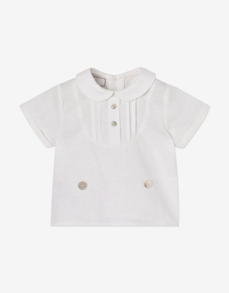 Baby Boys Cotton and Linen Woven Short Set in Green