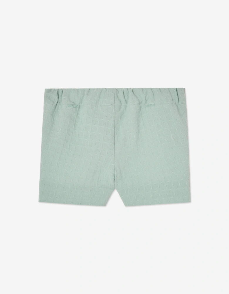 Baby Boys Cotton and Linen Woven Short Set in Green