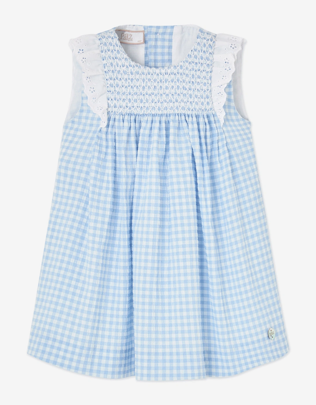 Girls Sleeveless Gingham Dress in Blue, 5 of 4