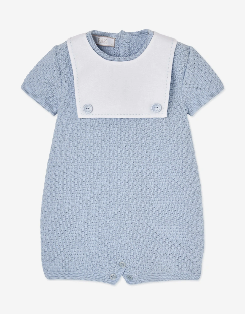 Baby Boys Cotton Knit Romper in Blue