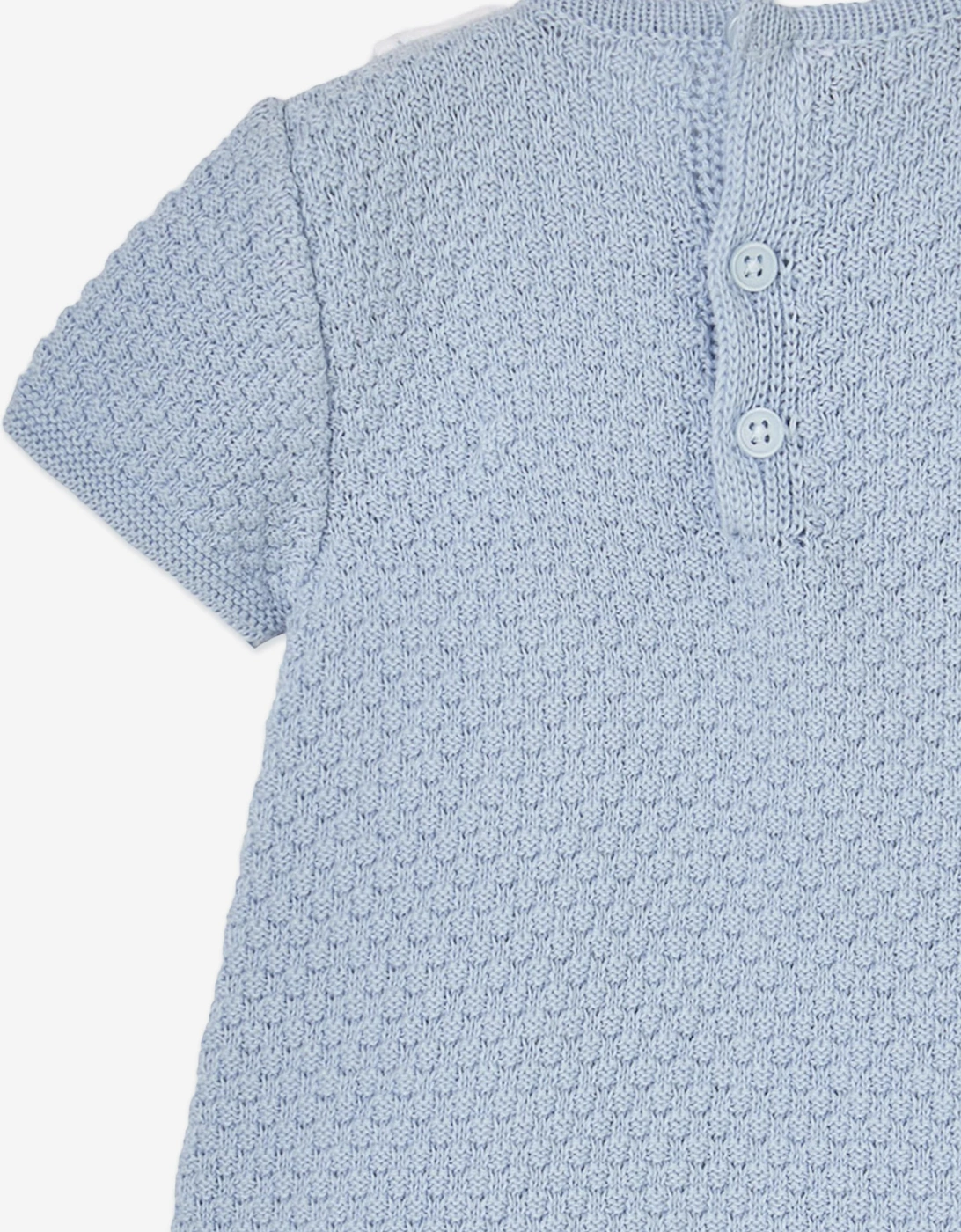 Baby Boys Cotton Knit Romper in Blue