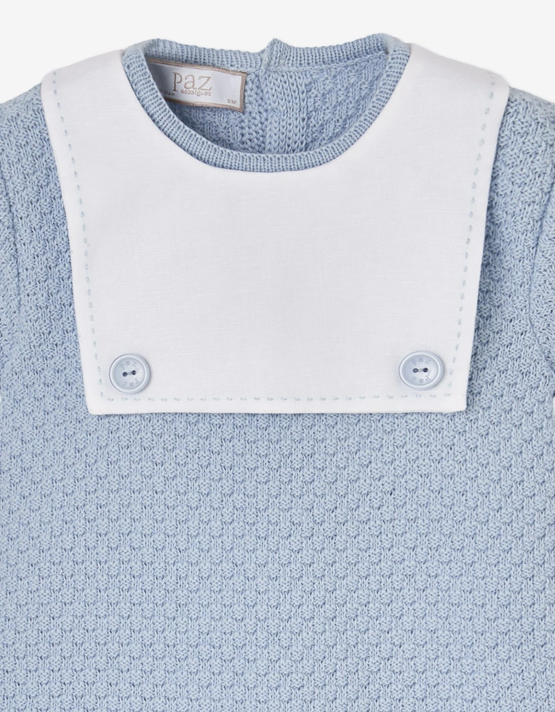 Baby Boys Cotton Knit Romper in Blue